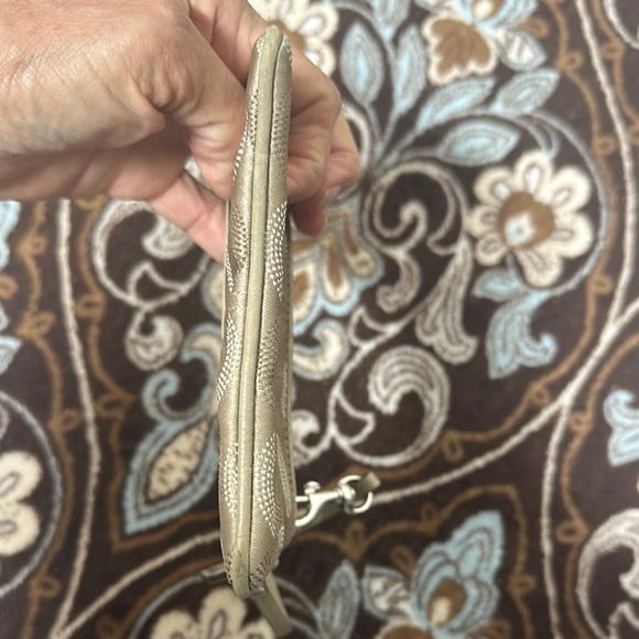 Coach Tan and Cream Wristlet with Textured Leather - Picture 6 of 9